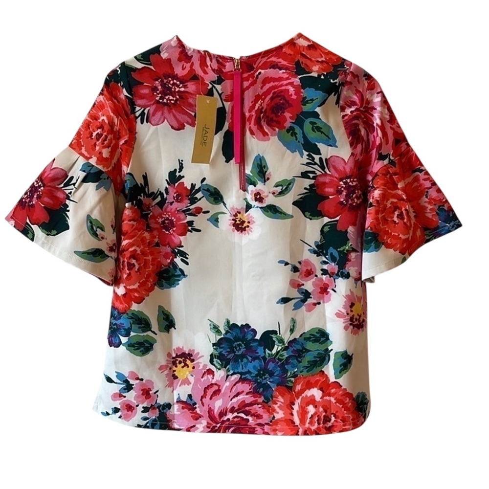 Jade Women's Top - Red and Cream Floral NWT Size XS